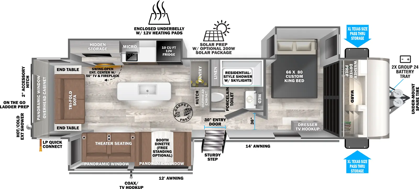 Hemisphere Travel Trailers 308RL Floorplan